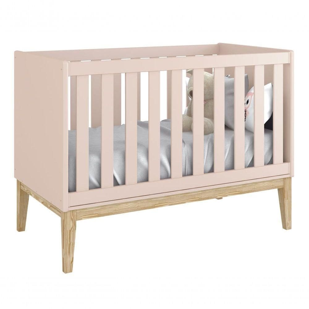 Berço Americano Classic New Rosa Fosco Com Natural - Moveisaqui