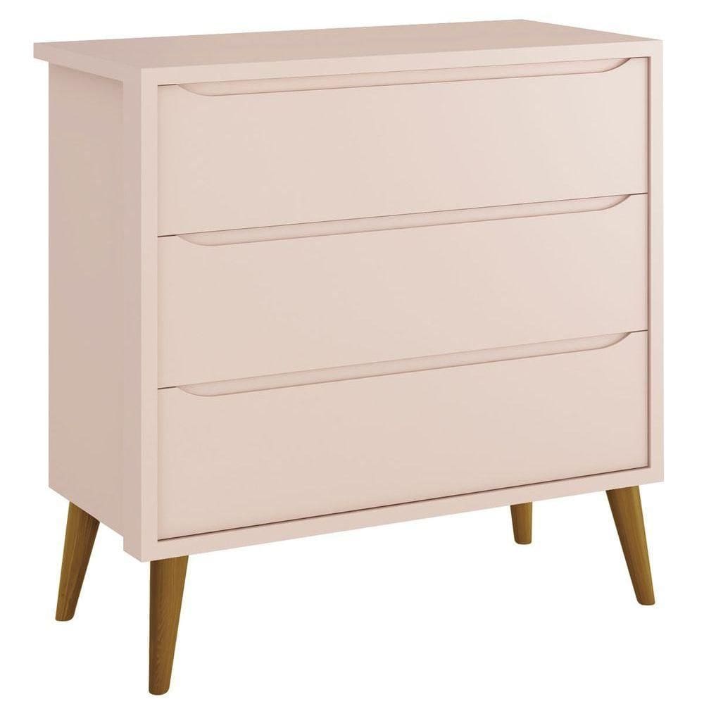 Cômoda Gaveteiro Théo New Rosa Fosco Com Madeira - Moveisaqui