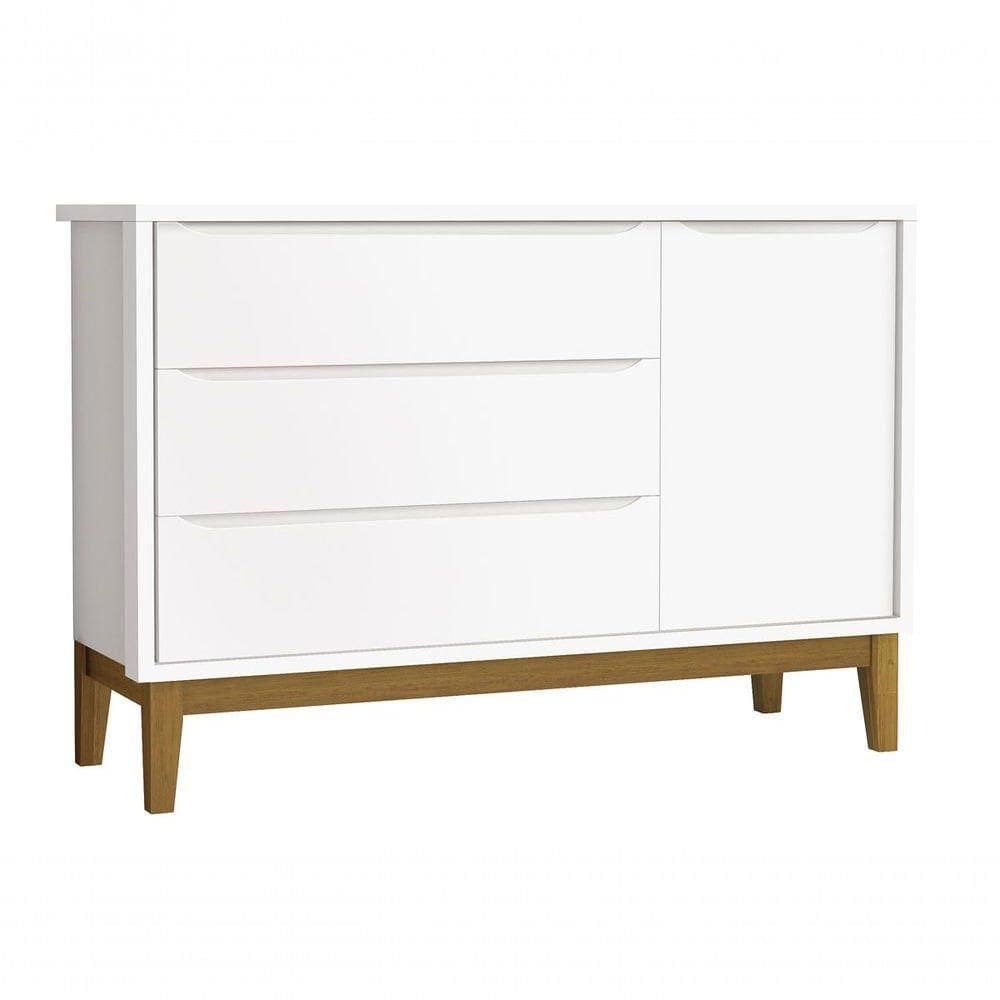 Cômoda Sapateira Classic New Branco Fosco Com Madeira - Reller