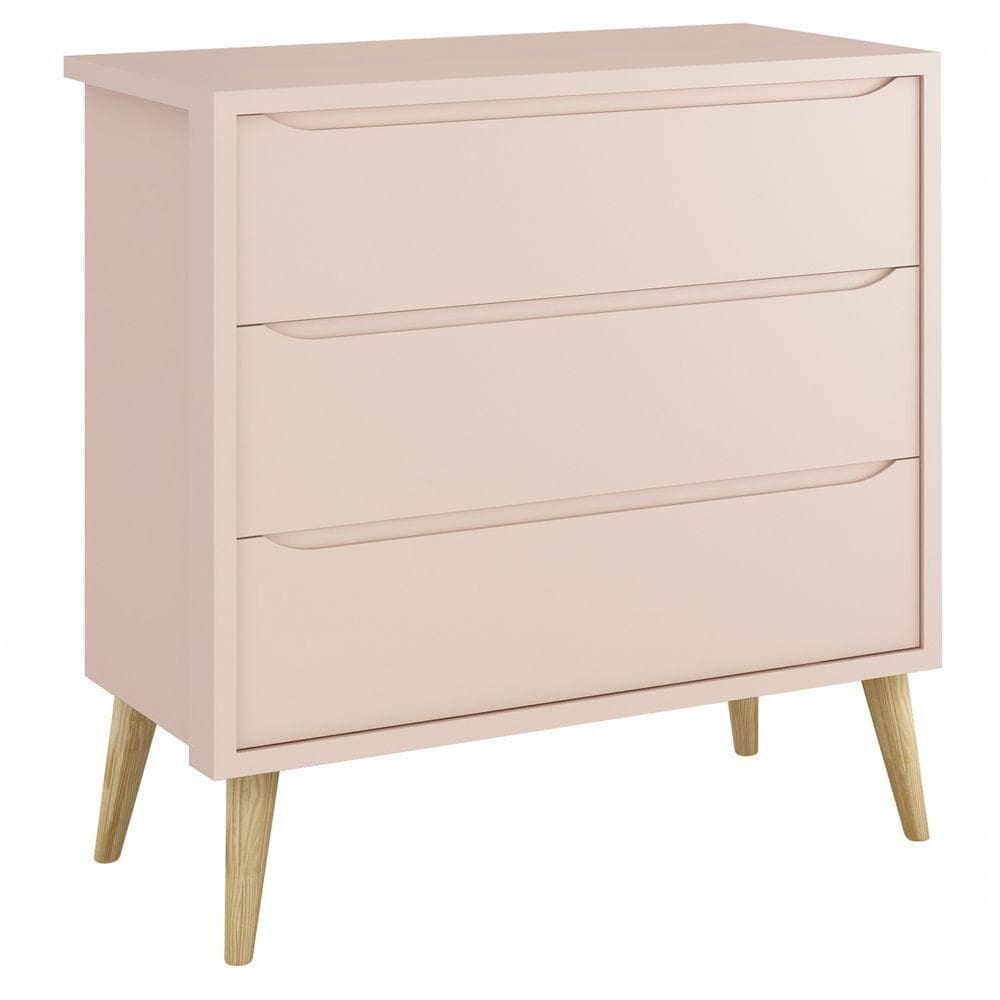 Cômoda Gaveteiro Théo New Rosa Fosco Com Natural - Reller