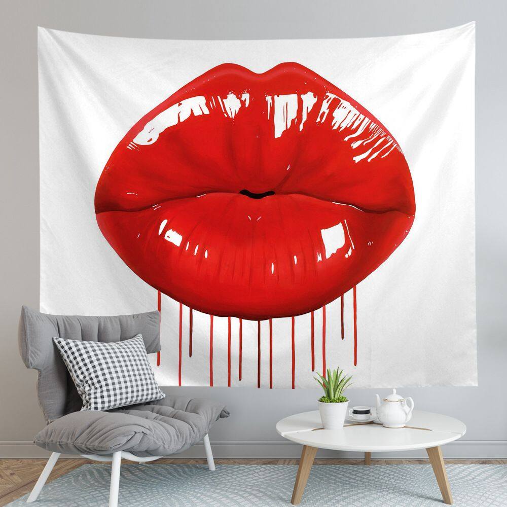 Tapeçaria para pendurar na parede Modern Pop Art Red Lips 150x130cm
