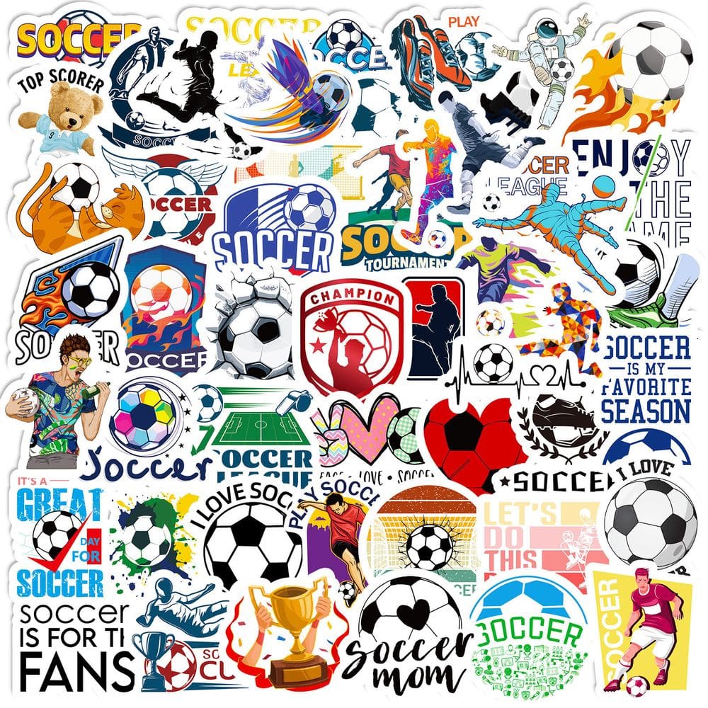 Adesivos, adesivos de vinil impermeáveis para fãs de futebol, 50 unidades