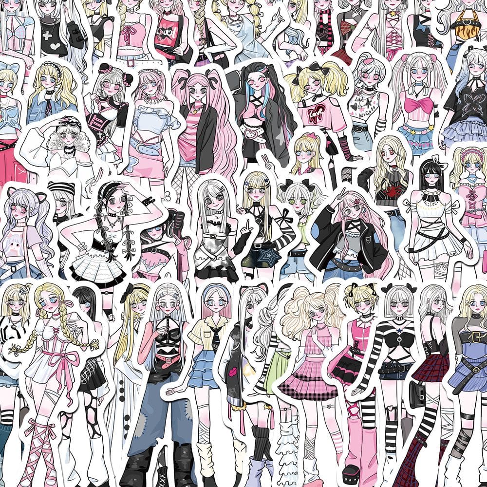 Pacote de adesivos Y2K Aesthetic Fashion Outfit, 50 unidades