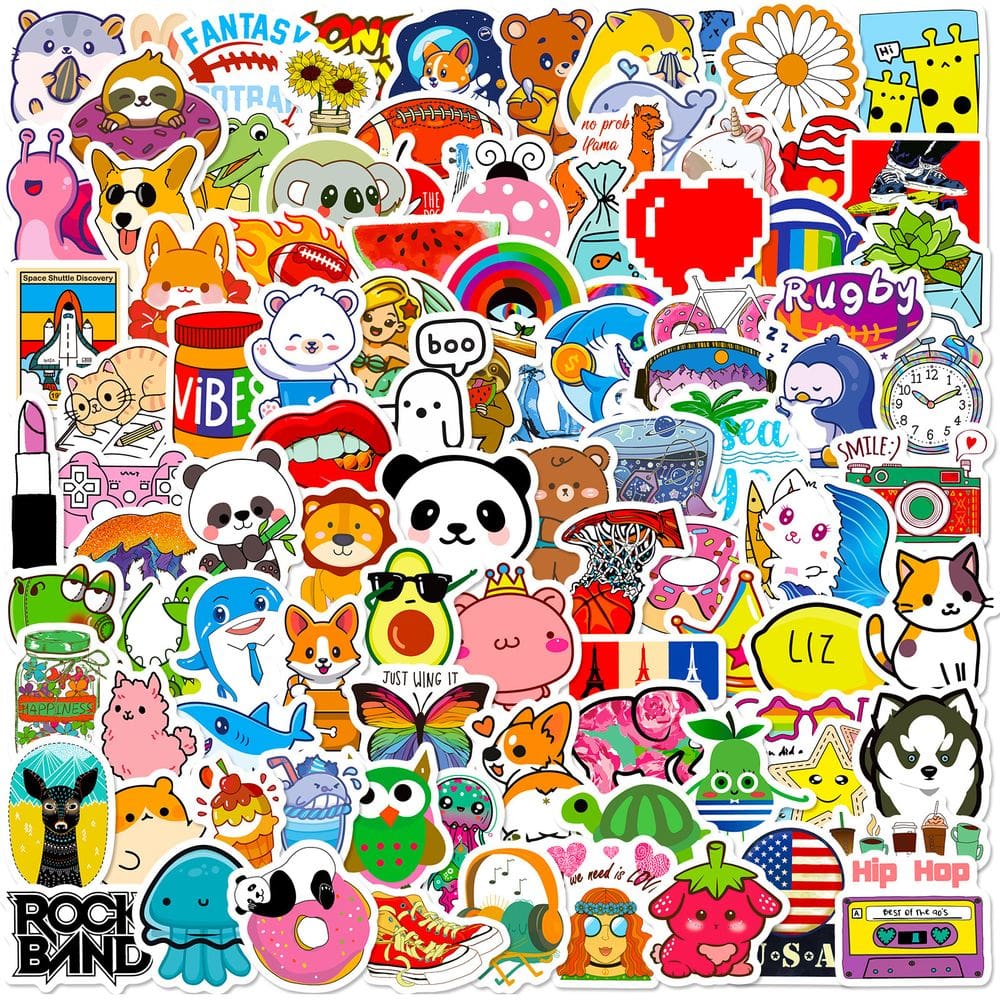 Pacote de adesivos, 100 unidades, mini desenho animado, 4 cm, animal fofo, natureza