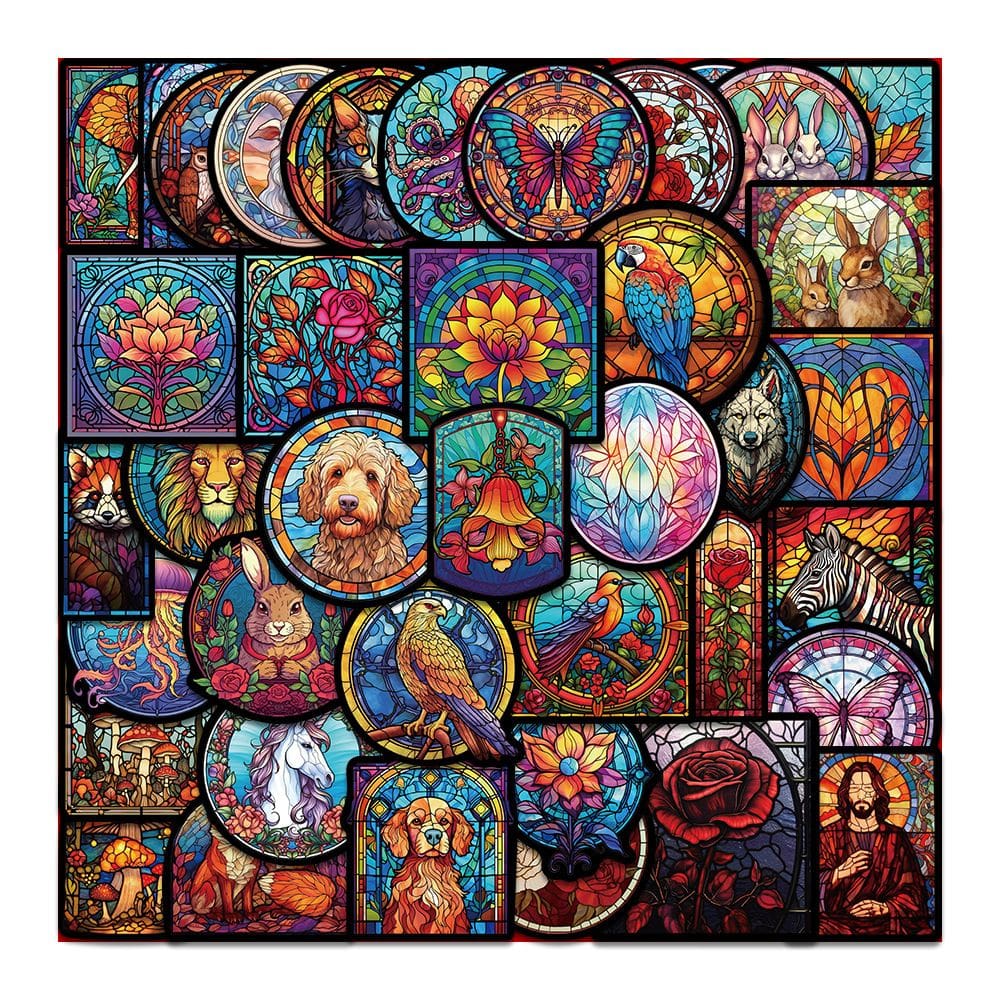 Pacote de adesivos de arte em vitrais, 50 unidades de vinil impermeável