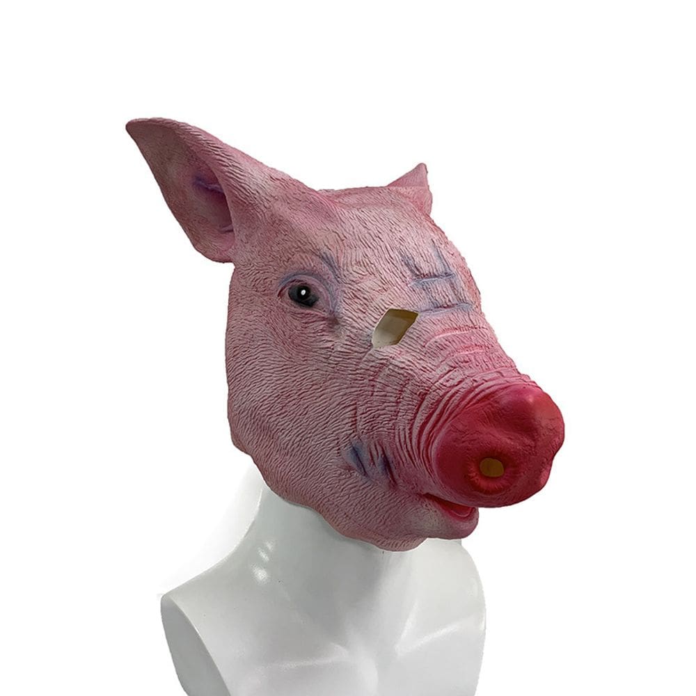 Máscara de cabeça de animal de resina de porco rosa para cosplay de Halloween