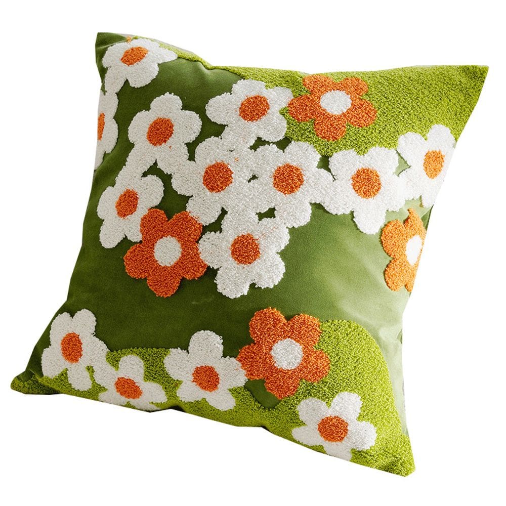 Capa de almofada linda, floral, verde fresco, tela de 45 x 45 cm