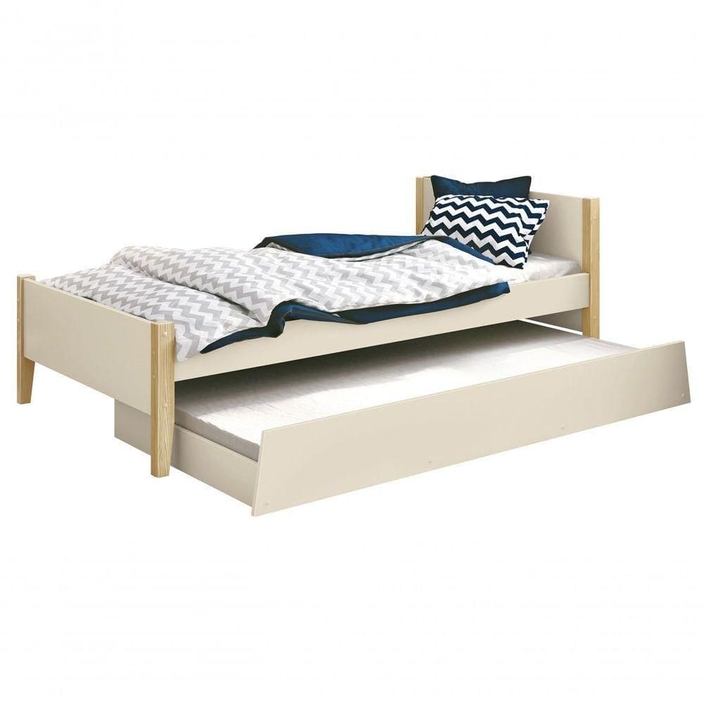 Cama Babá Solteiro Com Auxiliar Simba Areia Fosco Com Natural - Moveisaqui