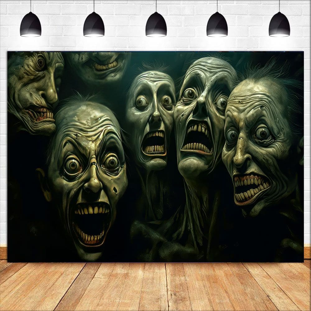 Tapeçaria para pendurar na parede Halloween Creepy Zombie Faces 150x100cm