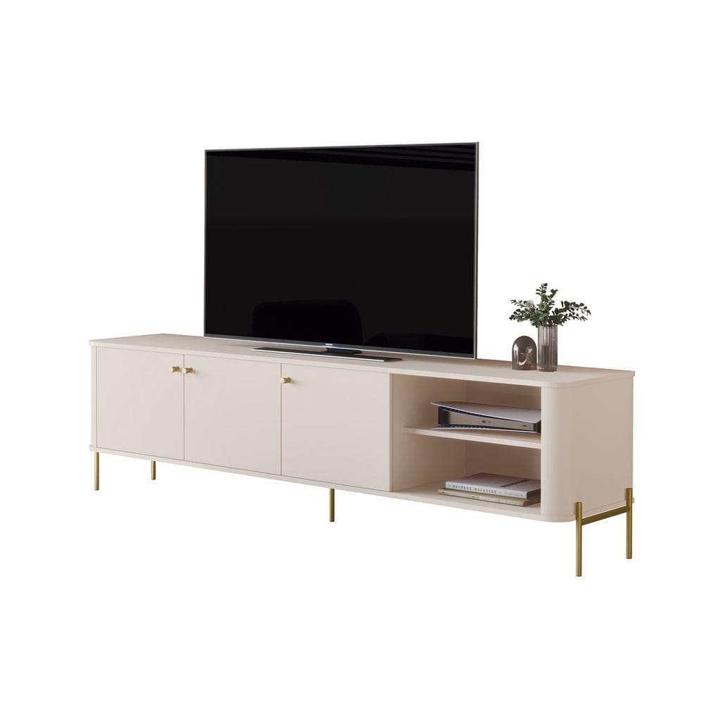 Rack Para Tv Tucupi Off White Pe Dourado - Moveis Jb