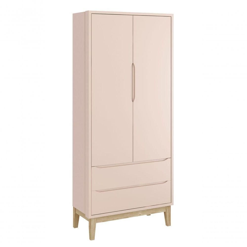 Guarda-roupa Retrô 2 Portas Classic New Rosa Fosco Com Natural - Reller