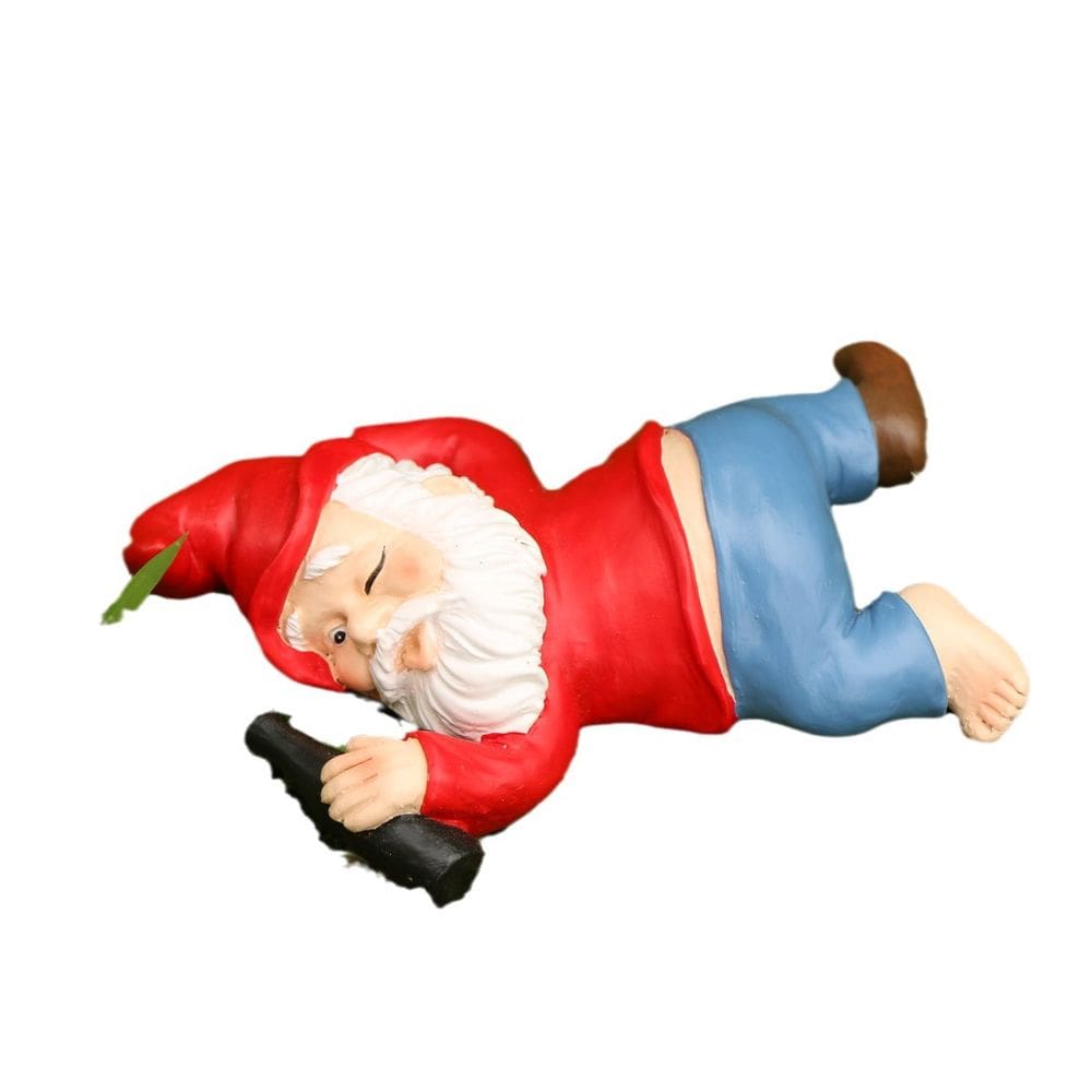 Decoração de resina de gnomo bêbado para estátua de jardim 170g