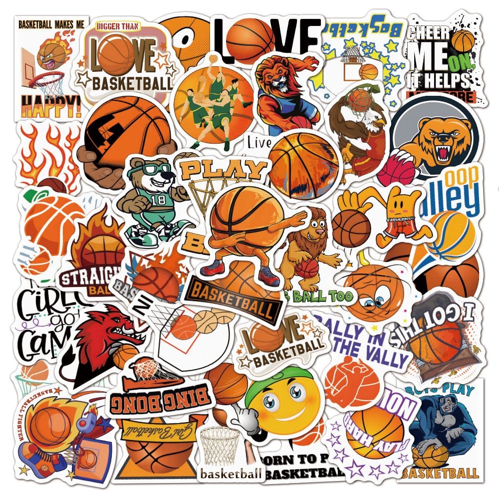 Adesivos de basquete, decalques de vinil impermeáveis, 100 unidades