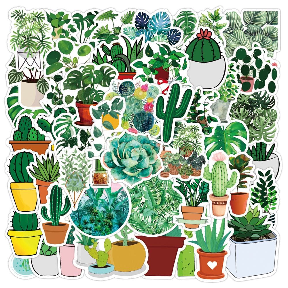 Adesivos Cactus, 50 peças, lindos decalques de vinil de desenhos animados, impermeáveis