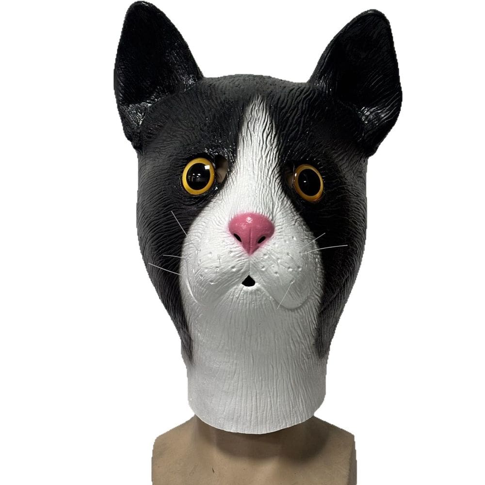 Máscara de resina facial preta e branca para gatos para adultos e adolescentes