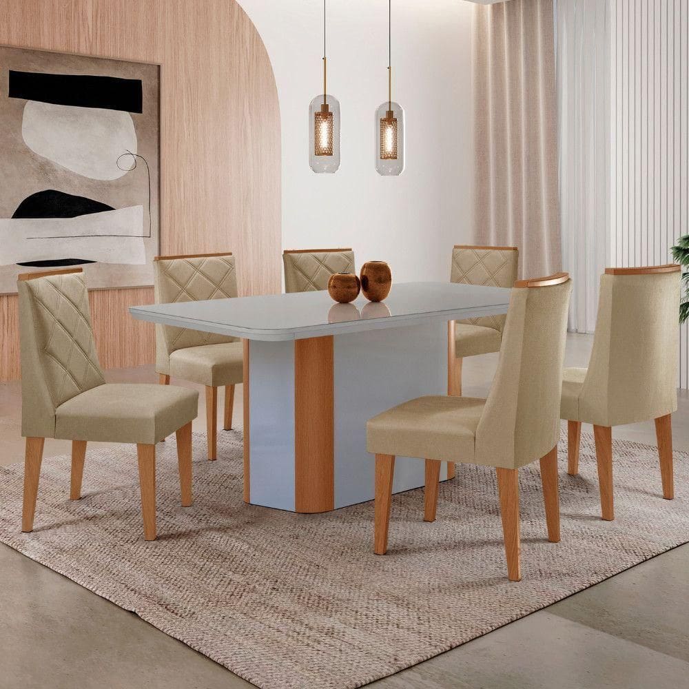 Mesa Jantar Isadora 180cm 6 Cadeiras Isadora Moderna