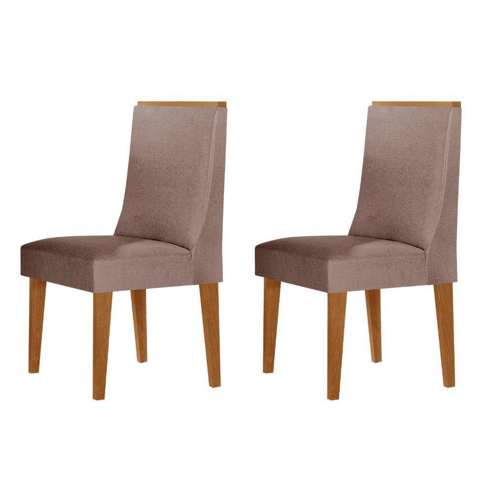 Conjunto Com 2 Cadeiras Moderna Mobília Linho Capuccino
