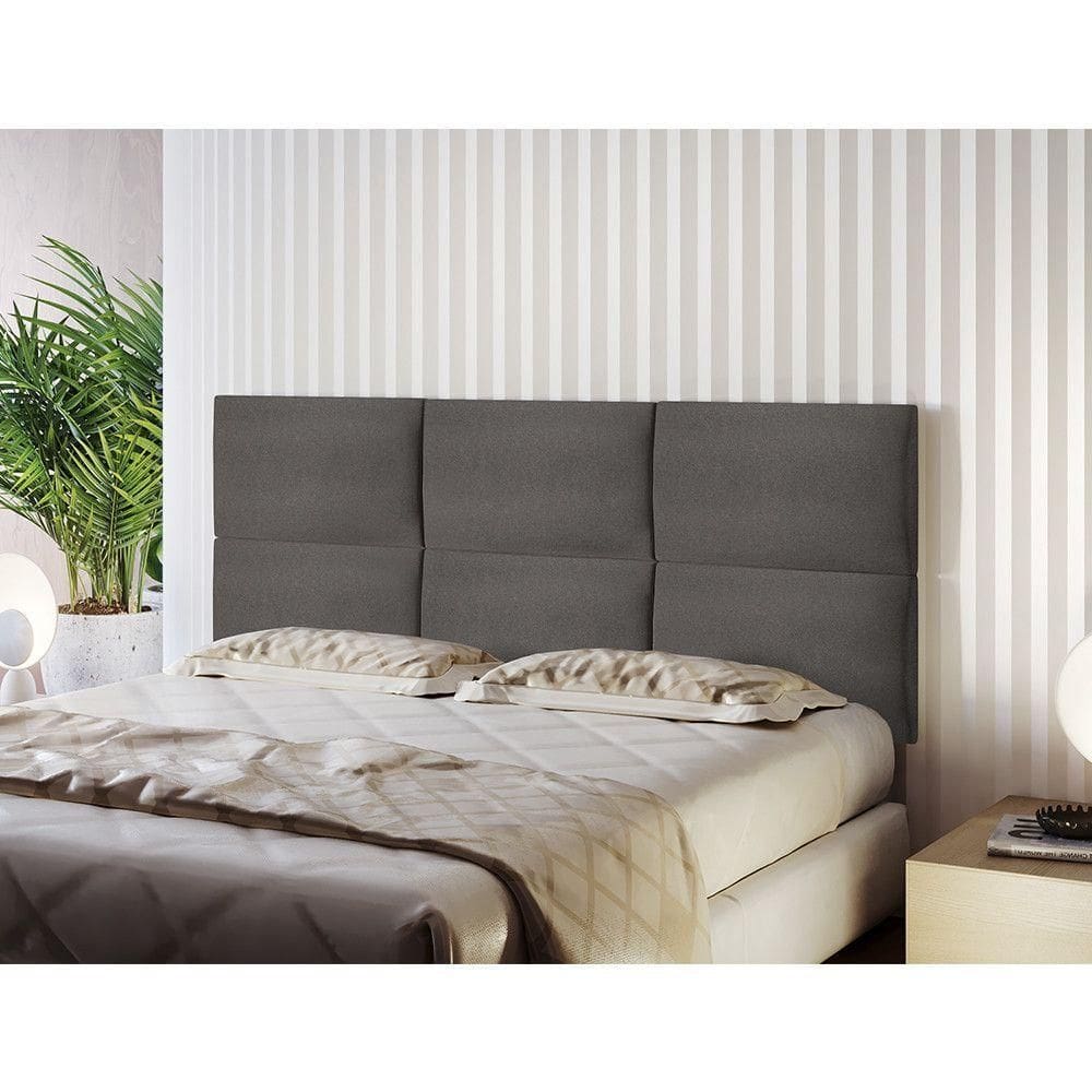 Painel Estofado Casal San Miguel Rufato Linho Grafite