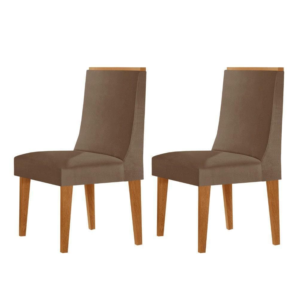 Conjunto Com 2 Cadeiras Moderna Mobília Veludo Capuccino