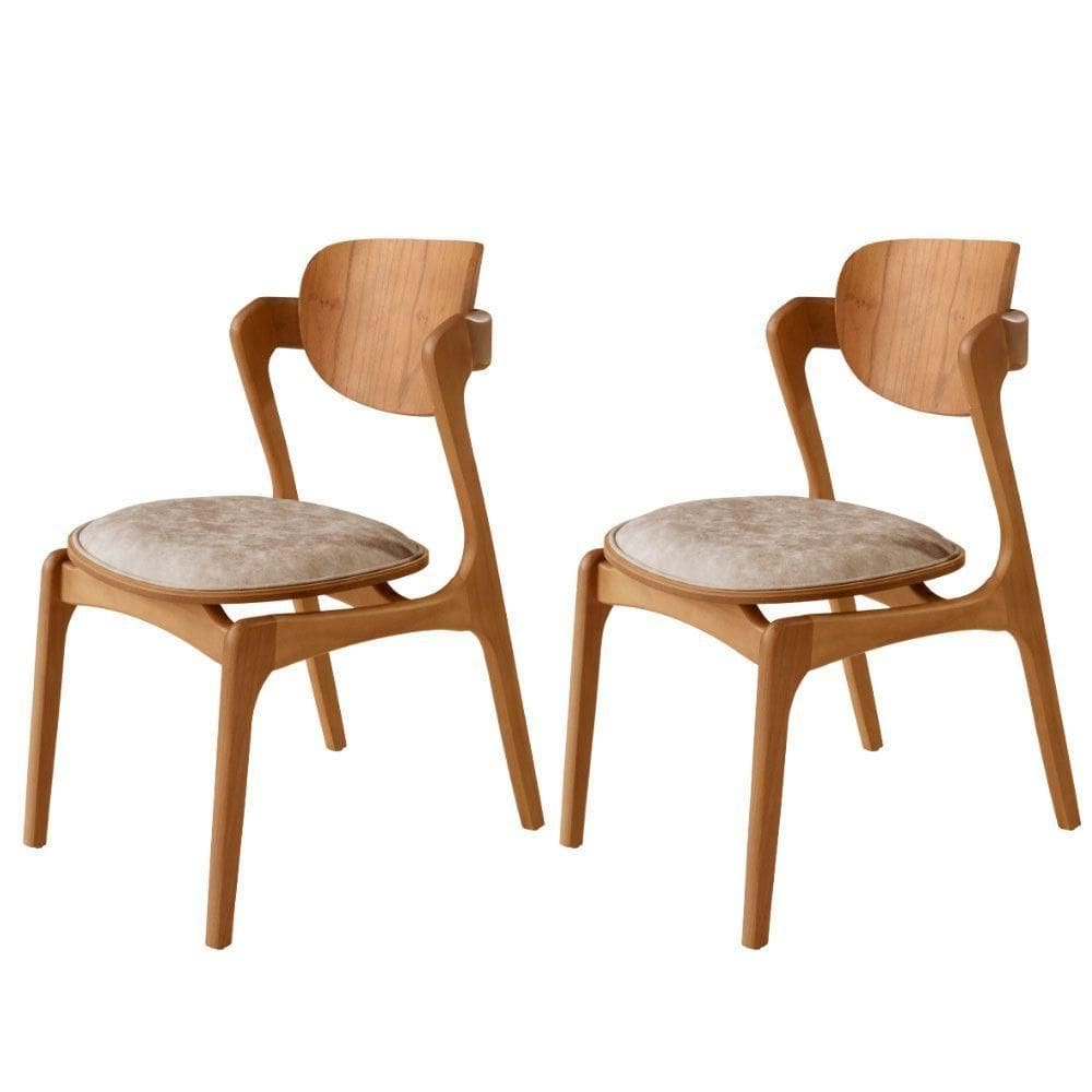 Conjunto Com 2 Cadeiras Madeira Solaris Gold Moderna Mobília Milano / Imbuia Nat.