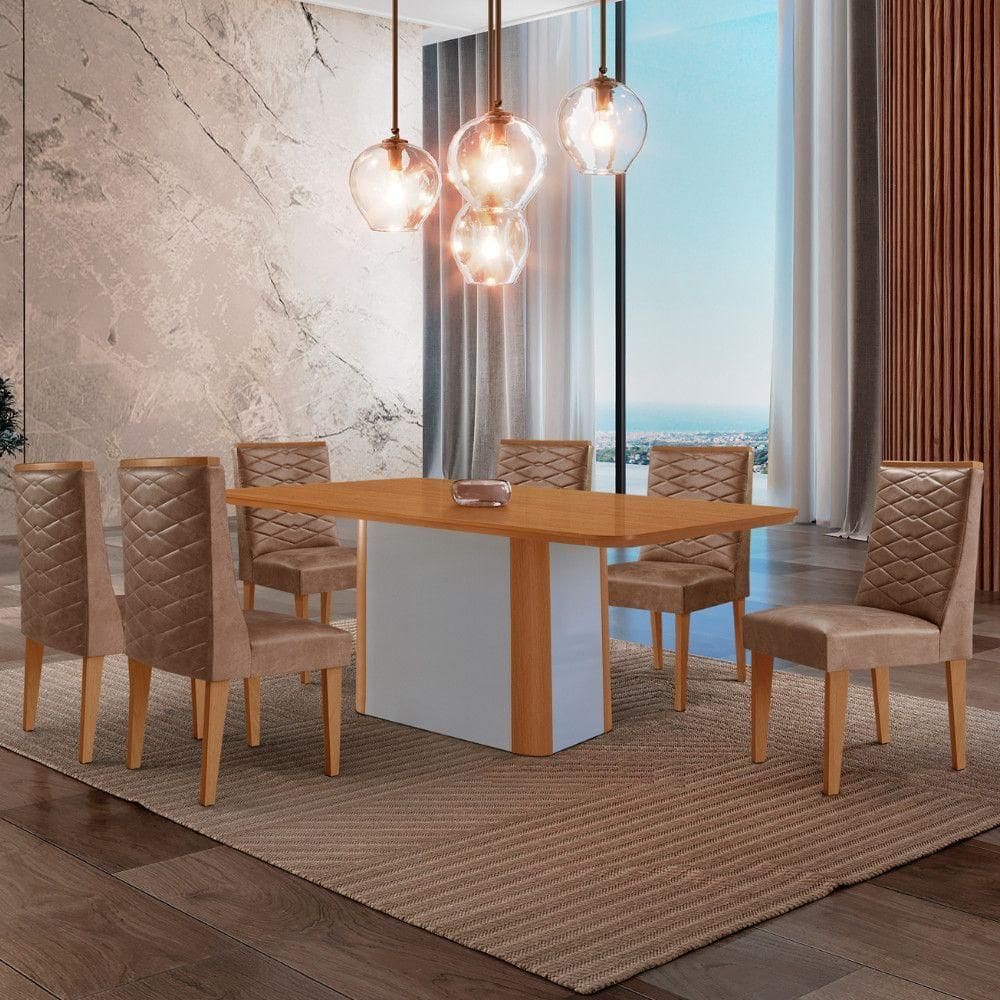 Mesa De Jantar Isadora 180cm Tampo Mdf Laminado Tork Off White