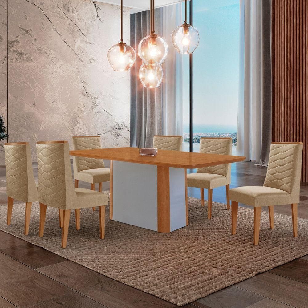 Mesa De Jantar Isadora 180cm Tampo Mdf Laminado Turim 07 Off White