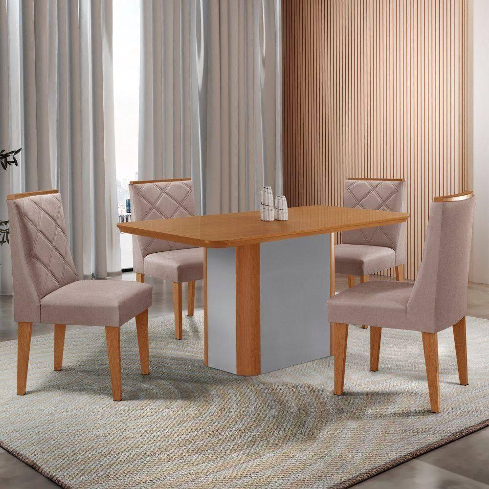 Mesa De Jantar Isadora 4 Cadeiras Isadora Linho Capuccino