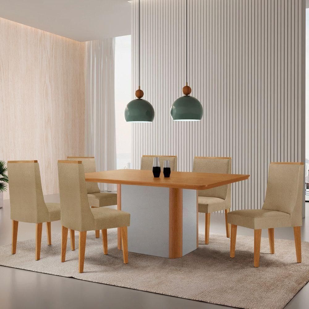 Mesa De Jantar Isadora 180cm Tampo Mdf Laminado Turim 07 Off White