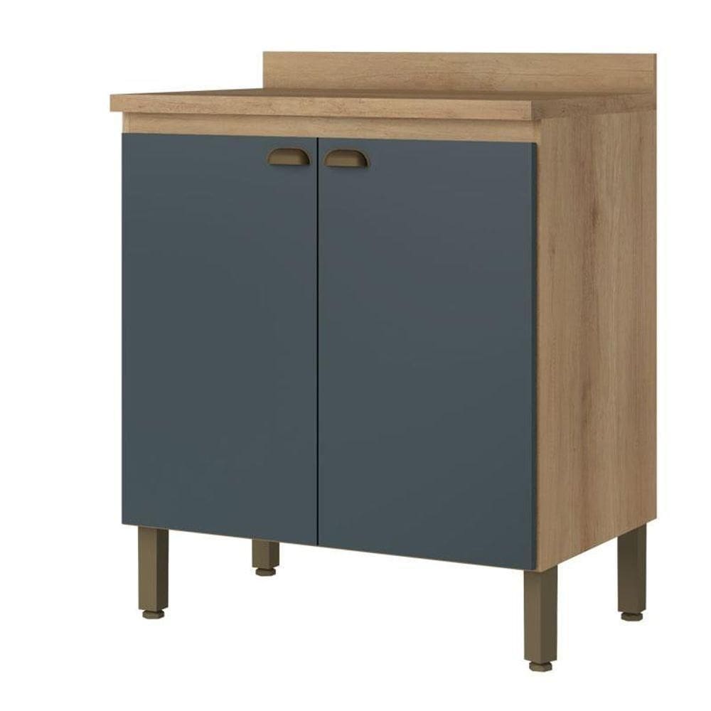Balcão 80 Cm 2 Portas Finesse Capuccino Azul - Thb