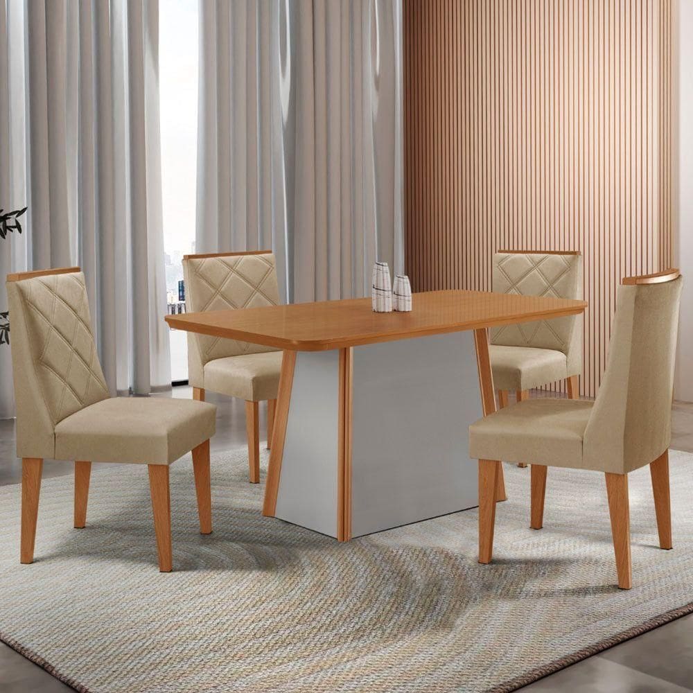 Mesa De Jantar Diane 120cm 4 Cadeiras Isadora Moderna