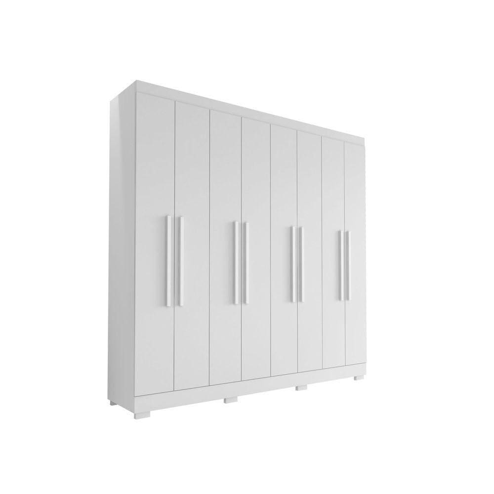 Guarda Roupa Casal Porto 8 Portas 4 Gavetas Branco Brilho - Aramóveis