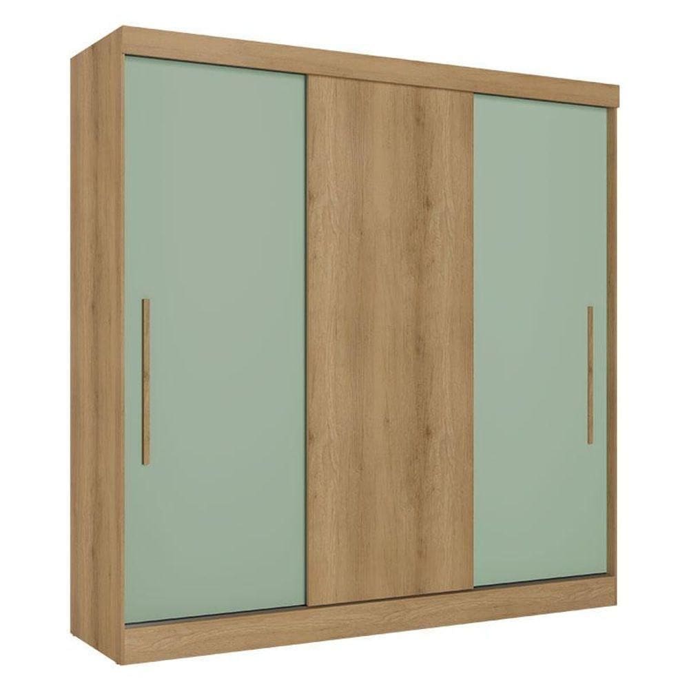 Guarda Roupa Casal Vision 3 Portas Capuccino Menta Acetinado - Thb