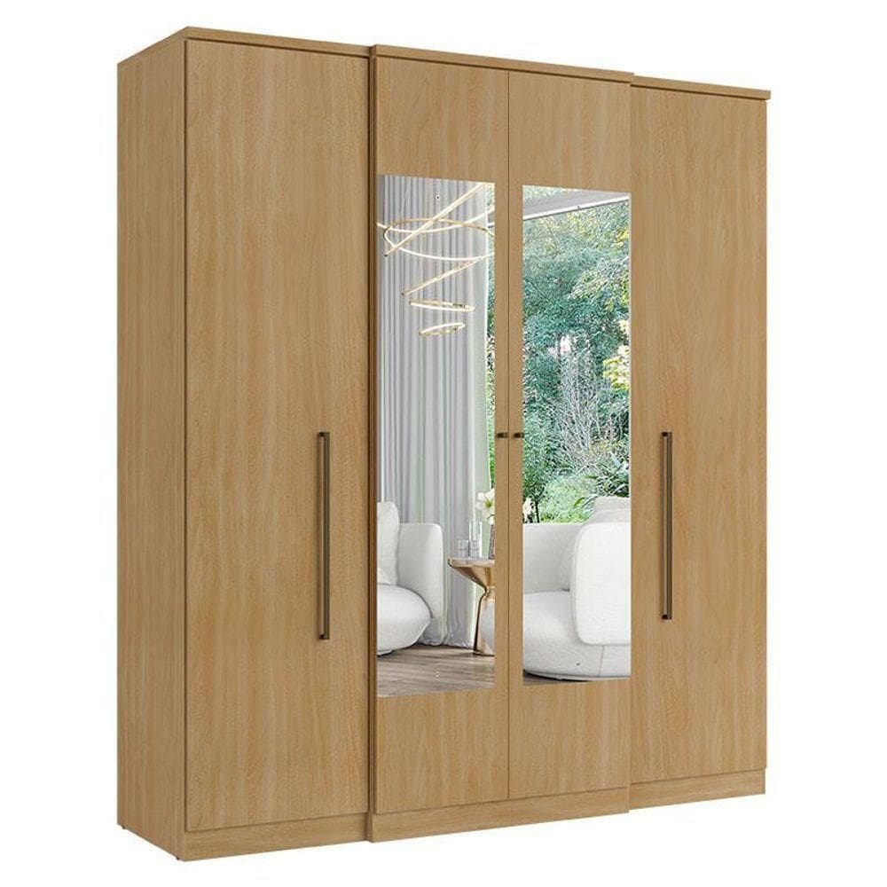 Guarda Roupa Casal Splendore Glass 4 Portas Nogal Acetinado - Thb
