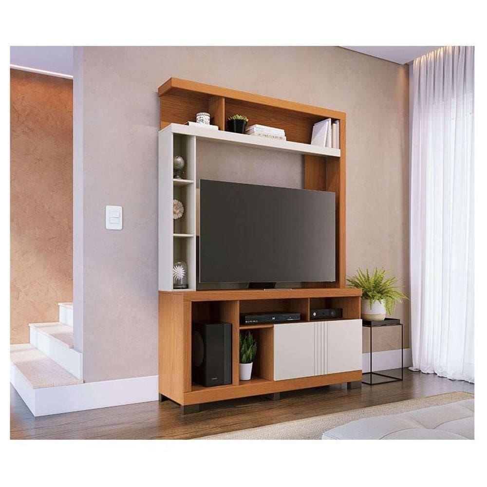 Estante Home Theater Ambiente Elba Freijó Off White Matte - Colibri