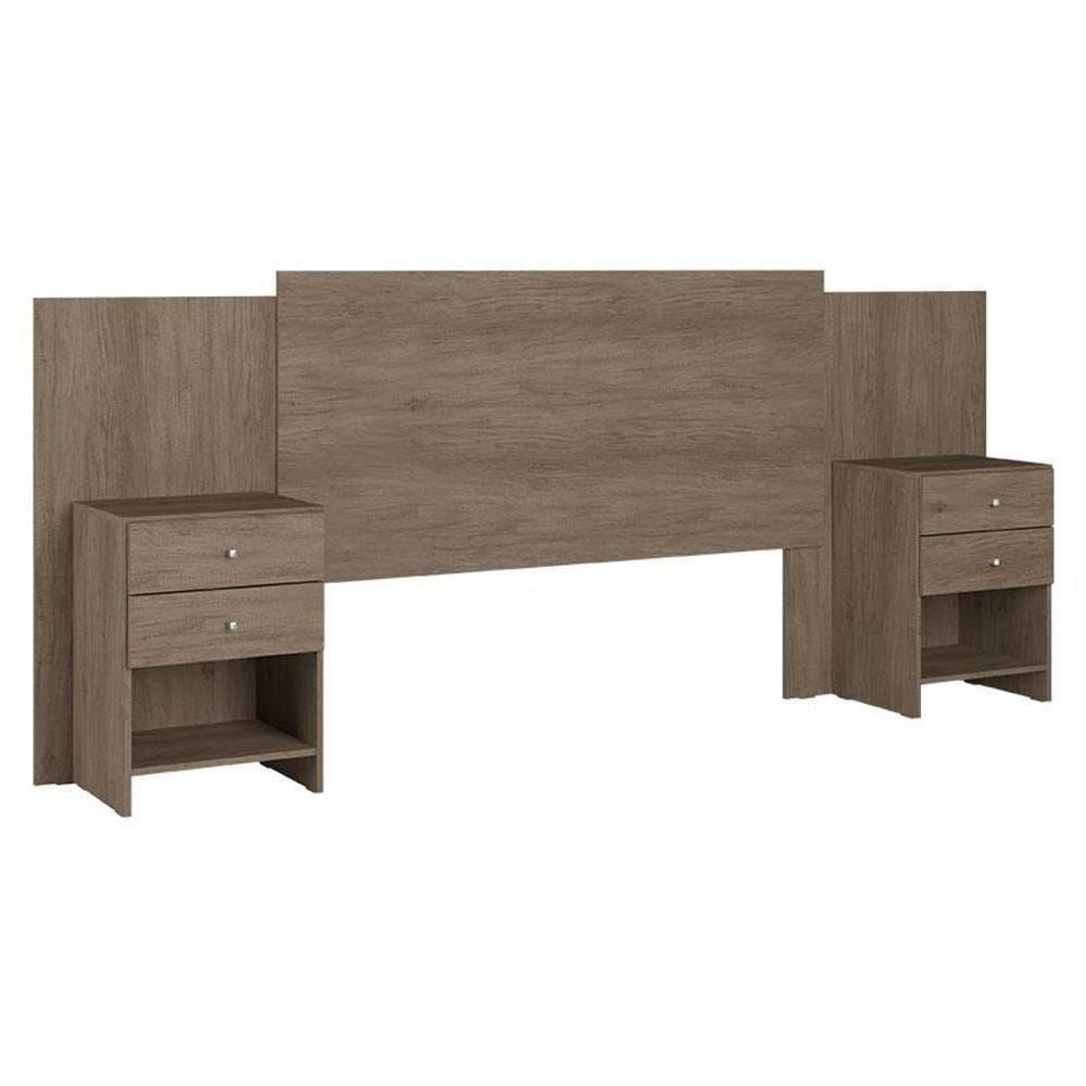 Cabeceira Casal Com Mesas De Cabeceira Formosa Rustic Acetinado - Thb