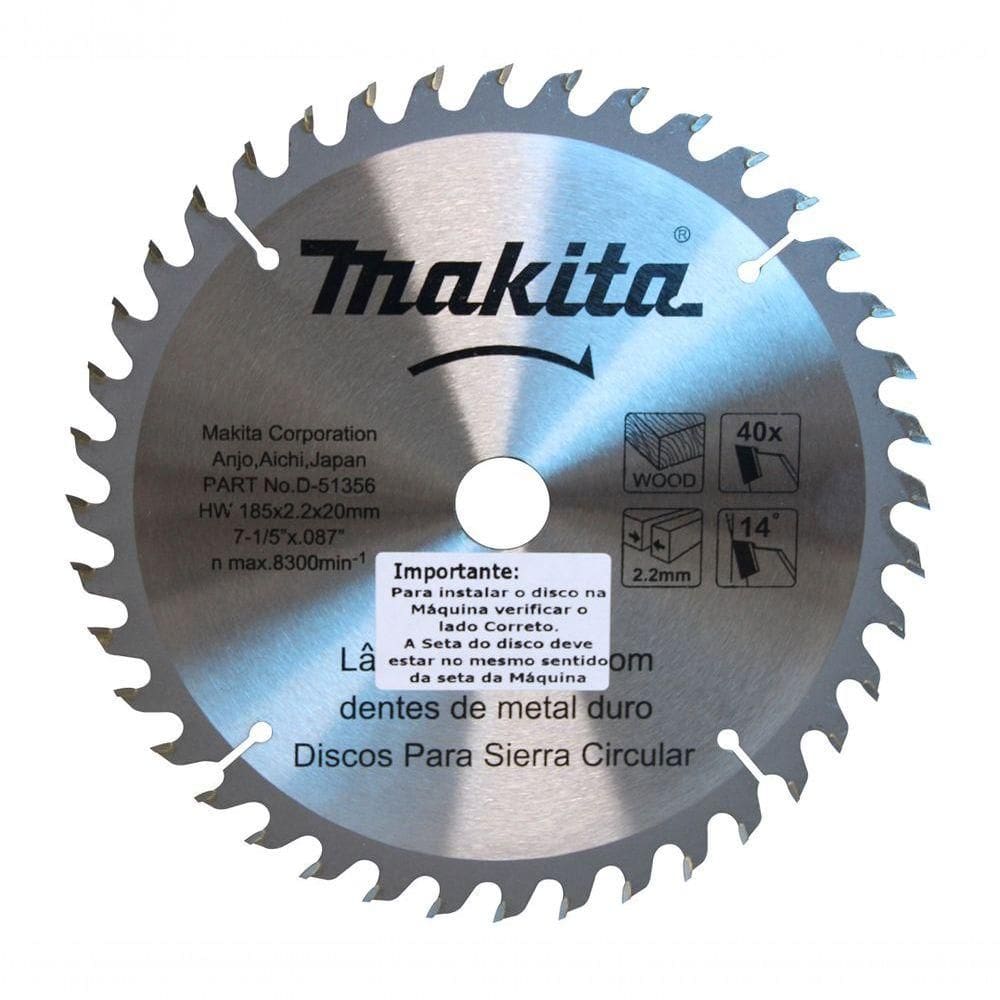 Disco De Serra Circular Para Madeira 7.1-4 185mm 40 Dentes Makita D-51356