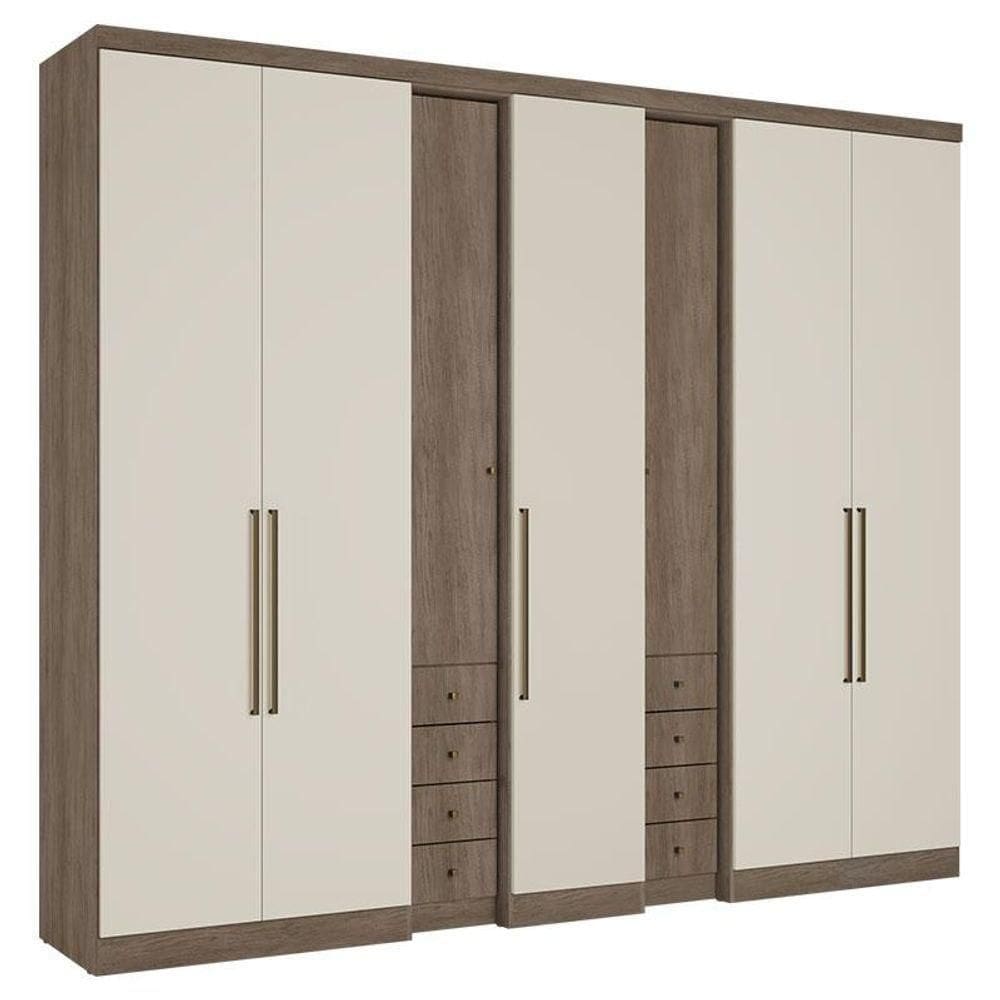Guarda Roupa Casal Absolut Clear 7 Portas Rustic Off White Acetinado - Thb