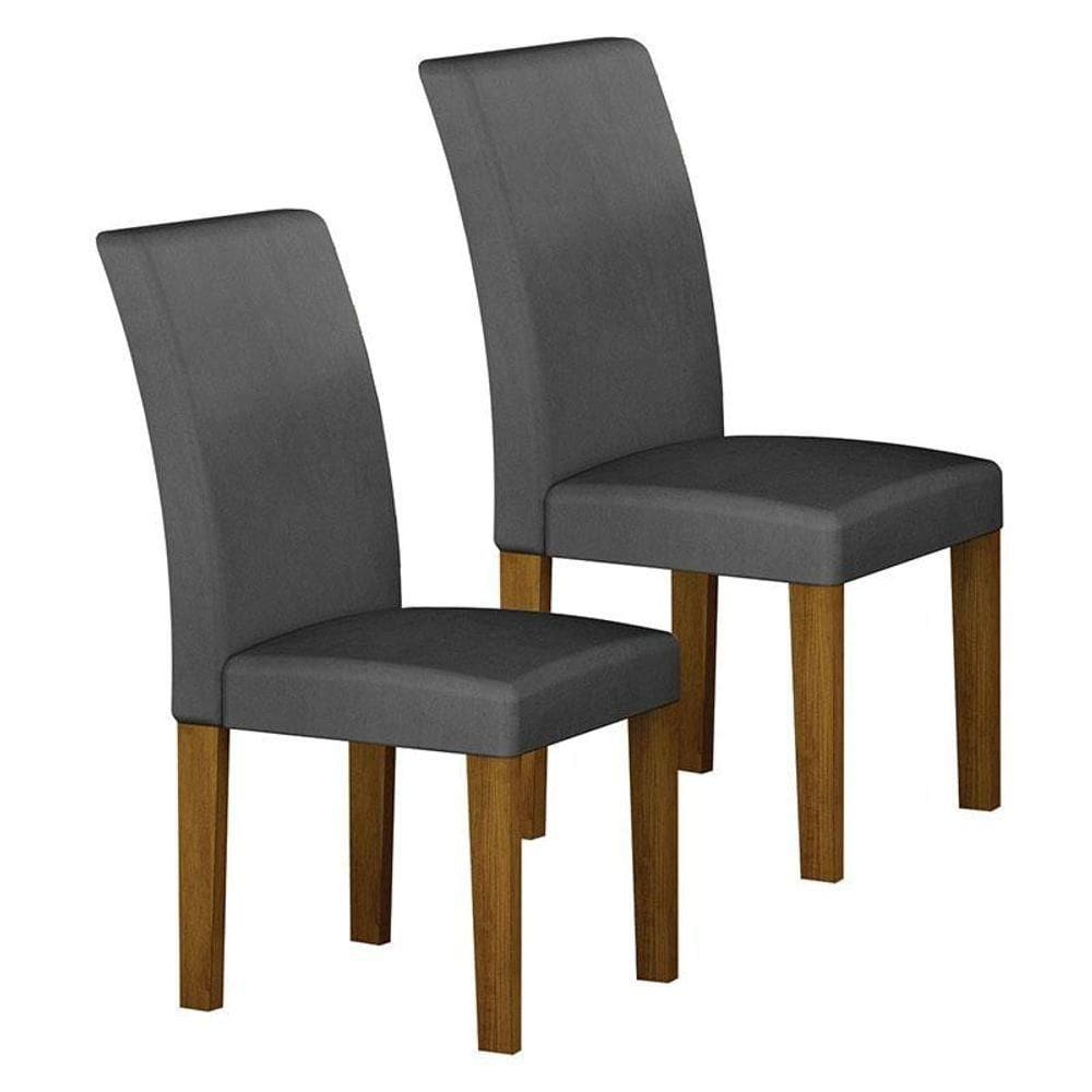 Cadeira Para Mesa De Jantar Napoli Mdf Kit 2 Peças Freijó Joli Chumbo - Leifer Móveis
