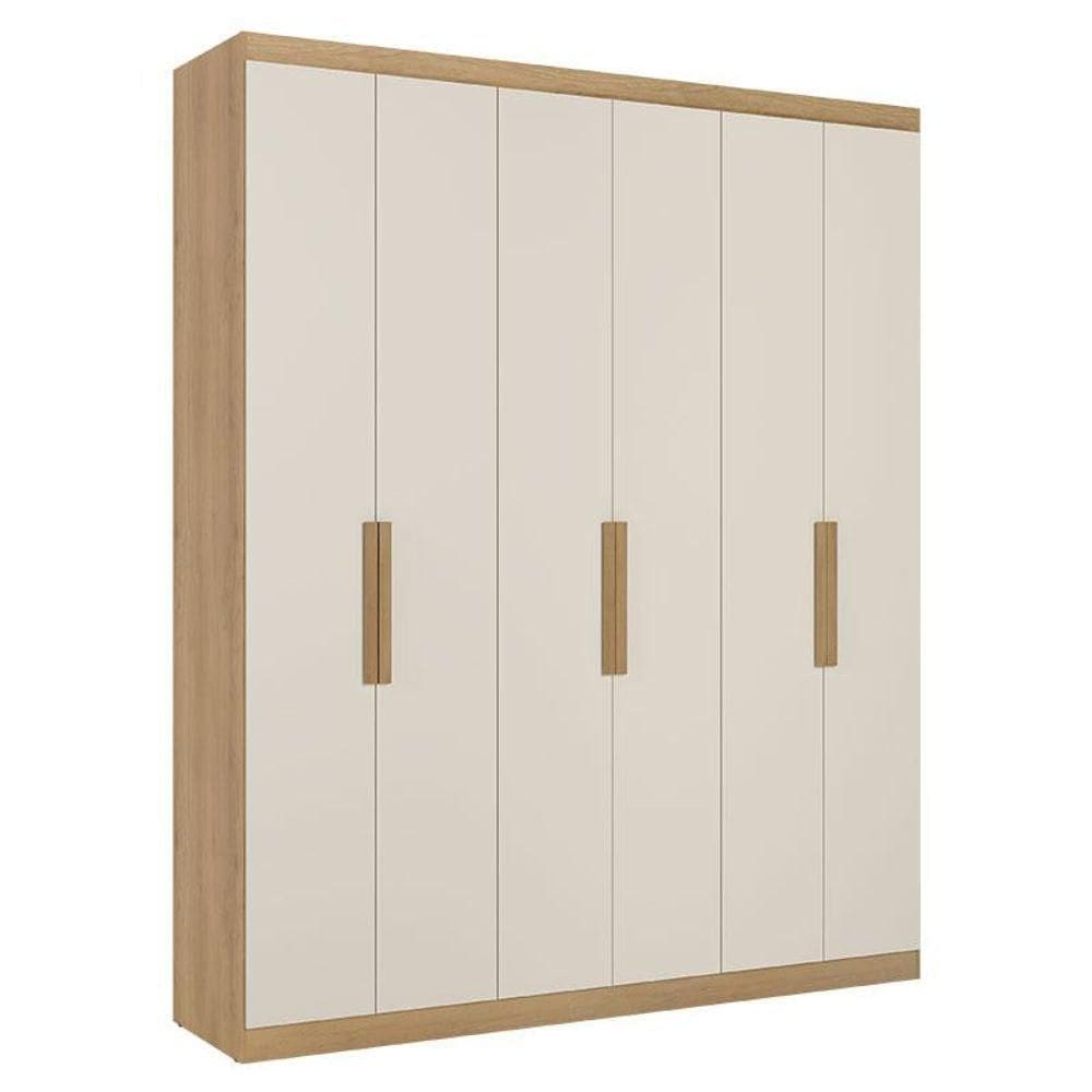 Guarda Roupa Casal Milan 6 Portas Capuccino Off White Acetinado - Thb