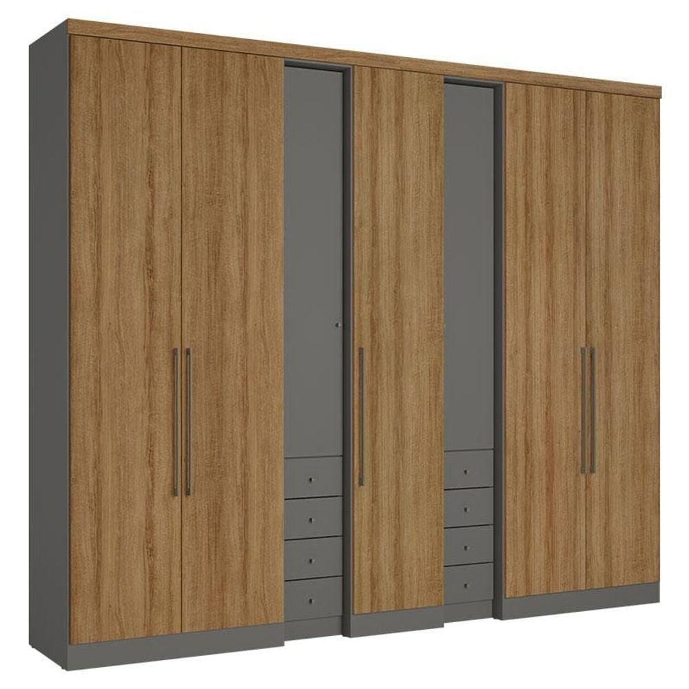 Guarda Roupa Casal Absolut Plus 7 Portas Grafite Almendra Acetinado - Thb