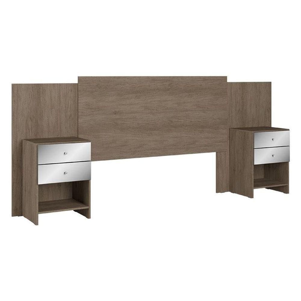 Cabeceira Casal Com Mesas De Cabeceira Formosa Glass Rustic Acetinado - Thb