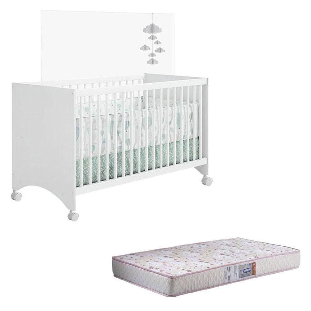 Berço Gutti Branco Brilho Com Colchão Gazin - Móveis Estrela