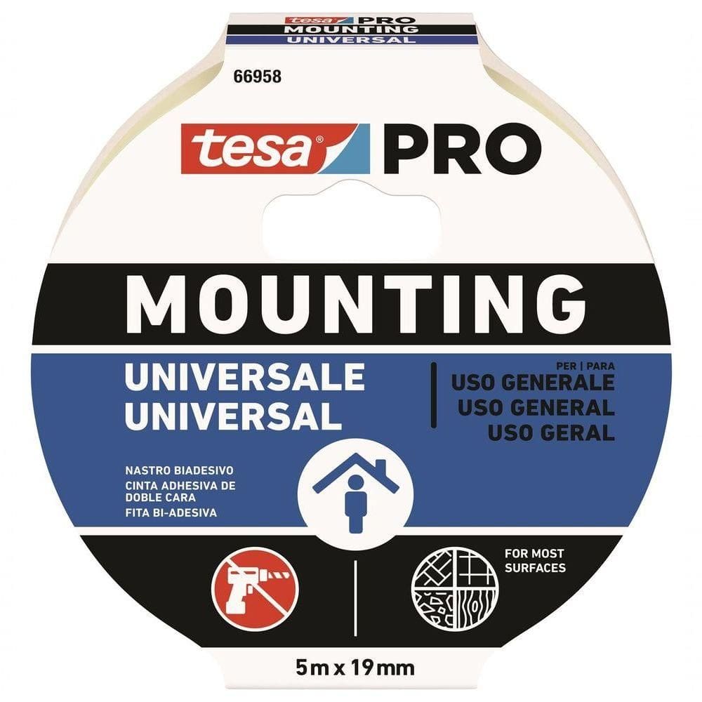 Fita Dupla Face Mounting Universal 19mmx5m Branca Tesa Pro 66958