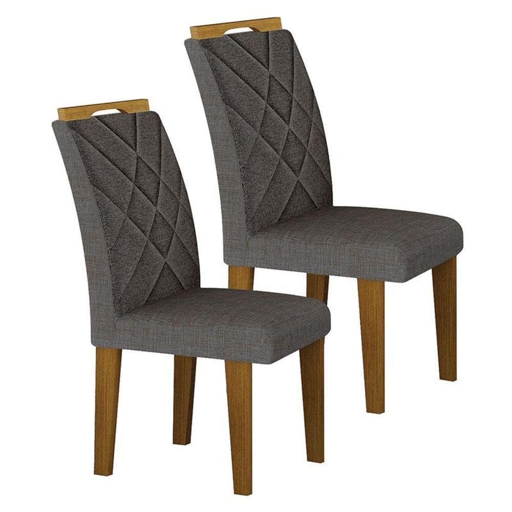 Cadeira Para Mesa De Jantar Larissa New Mdf Kit 2 Peças Freijó Linho - Leifer Móveis