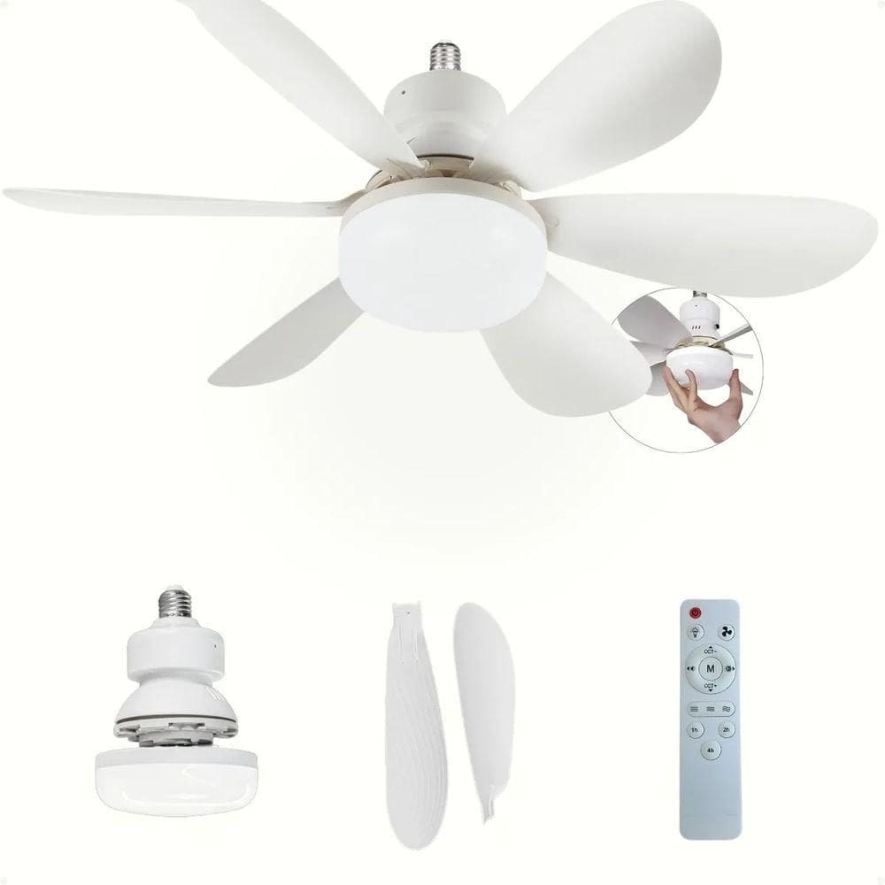 Lâmpada Led Com Ventilador De Teto Controle 80w E27 Bivolt