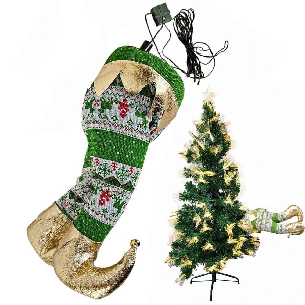 Pernas Duende Elfo Natalino Arvore Natal Movimento Flexivel Chuta Decoraçao Animada Janela Porta Loja Casa Comercio