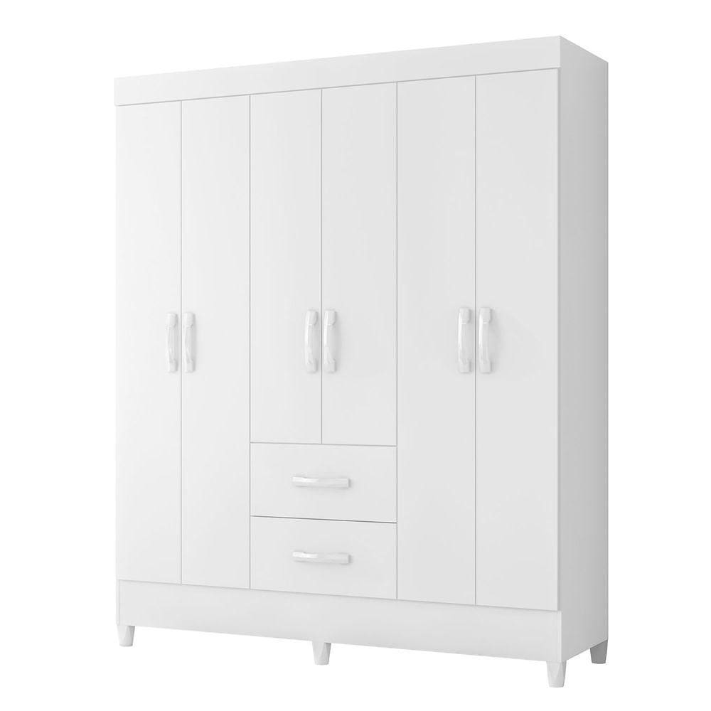 Guarda Roupa Mobi 6 Portas Biflex Branco Fosco Liso-rosa Matte - Albatroz Móveis