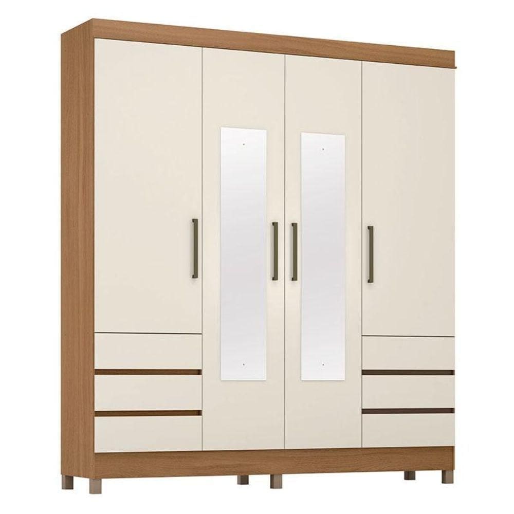 Guarda Roupa Casal Sofia 4 Portas Com Espelho Amendola Off White - Demobile