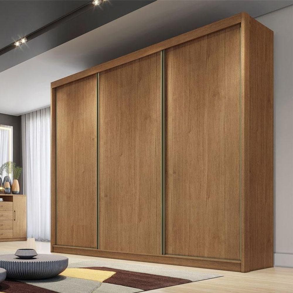 Guarda Roupa Casal Ambiente Logan 3 Portas 4 Gavetas Cumaru 23 - Horizonte