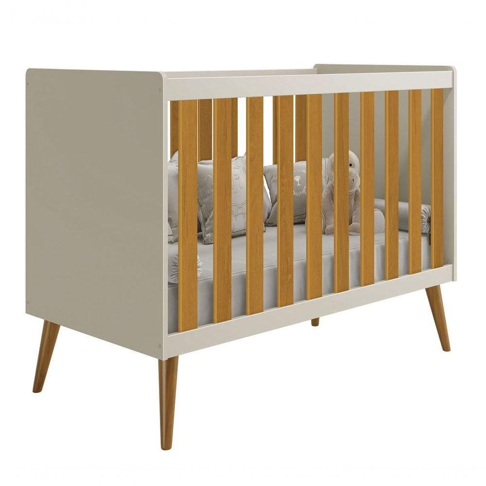 Berço Americano Retrô Isis Areia Fosco Com Savana Fosco - Moveisaqui